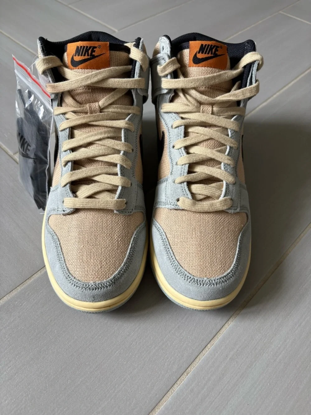 Nike Dunk Hi SE “Hemp Hoops” Sneakers in Beige, Pale Blue & Black | 2023
